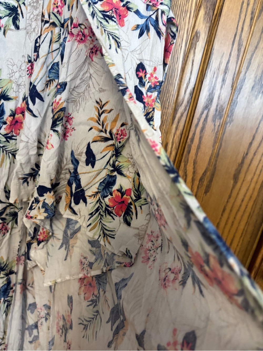 Floral Tie-Waist Maxi Dress with shorts- Cream with Pink & Navy Floral size 0 - Picture 2 of 3